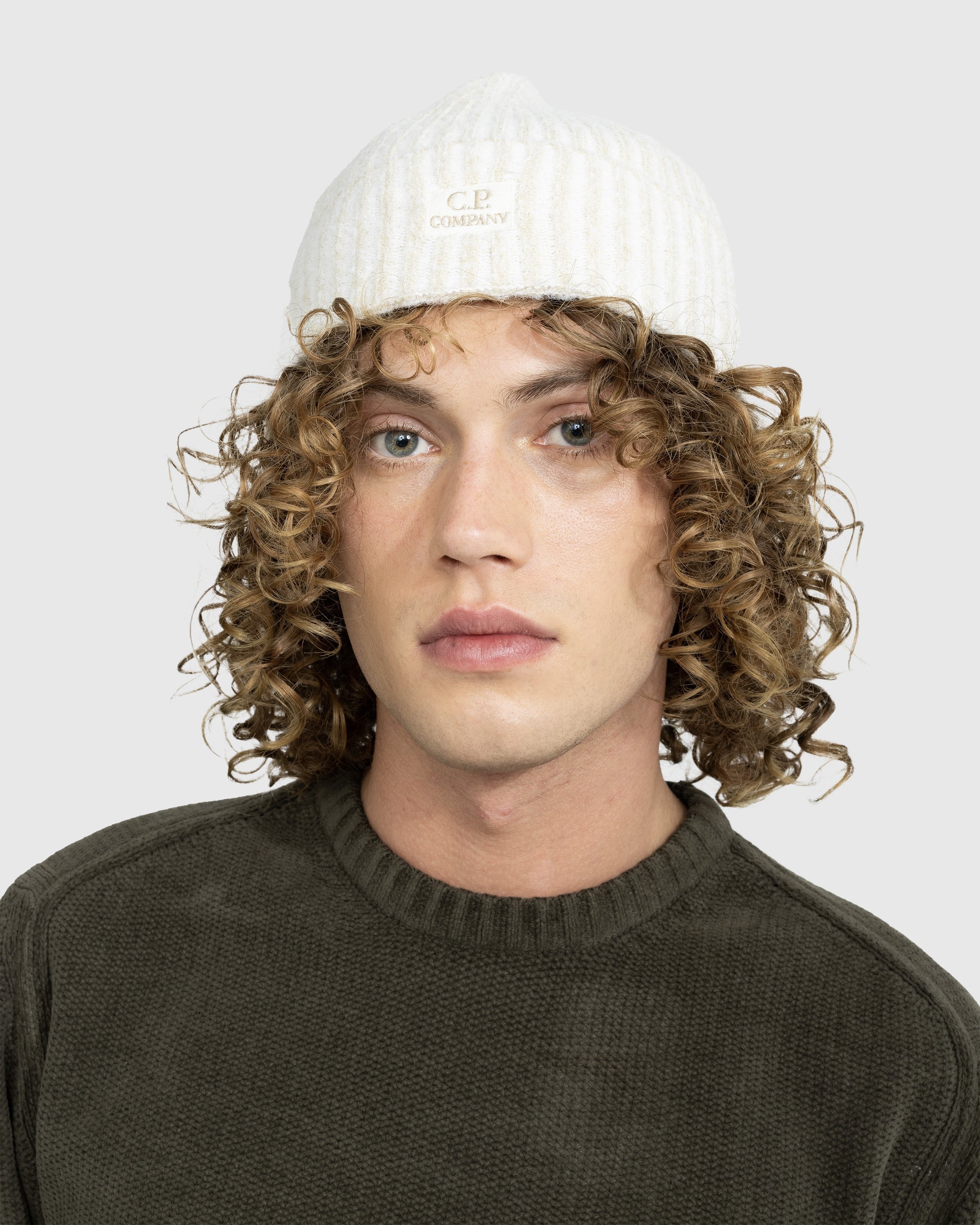 C.P. Company Ribbed Logo Patch Beanie Mojave Desert